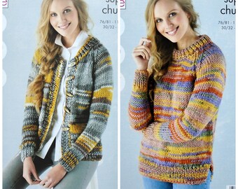 KNITTING PATTERN Ladies Easy Knit Long Jacket /& Short Cardigan DK King Cole 5492
