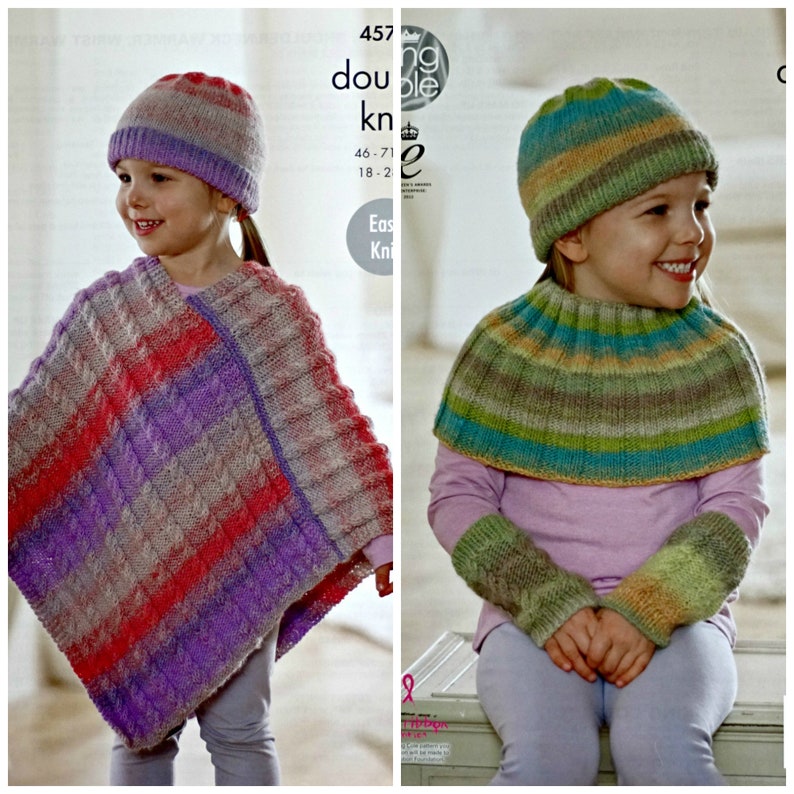 Crocheting & Knitting KING COLE DOUBLE KNITTING PATTERN 3338 Ponchos 56 ...