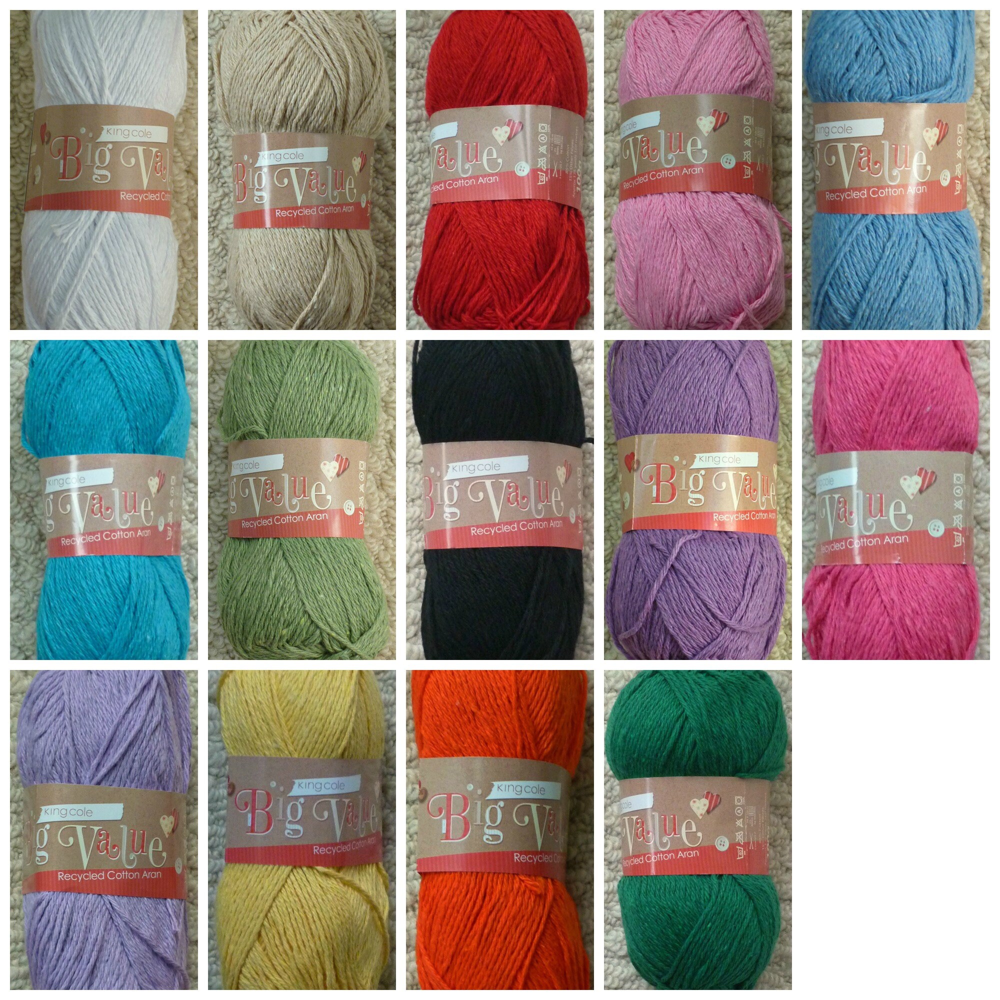 Cotton Knitting Wool/Yarn King Cole 100 Recycled Cotton Aran Etsy