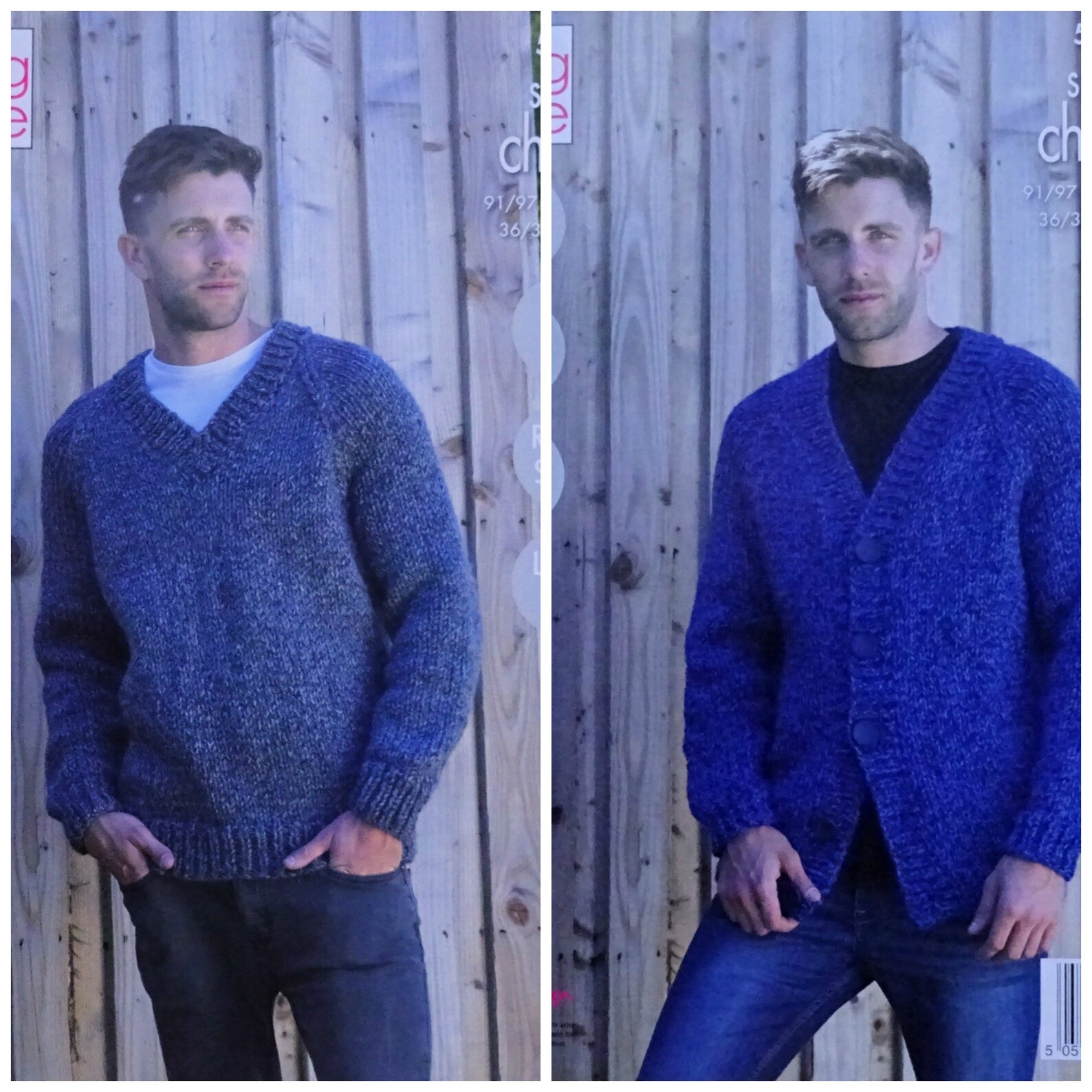 Mens Knitting Pattern K5307 Mens Easy Knit Long Sleeve Vneck Etsy UK