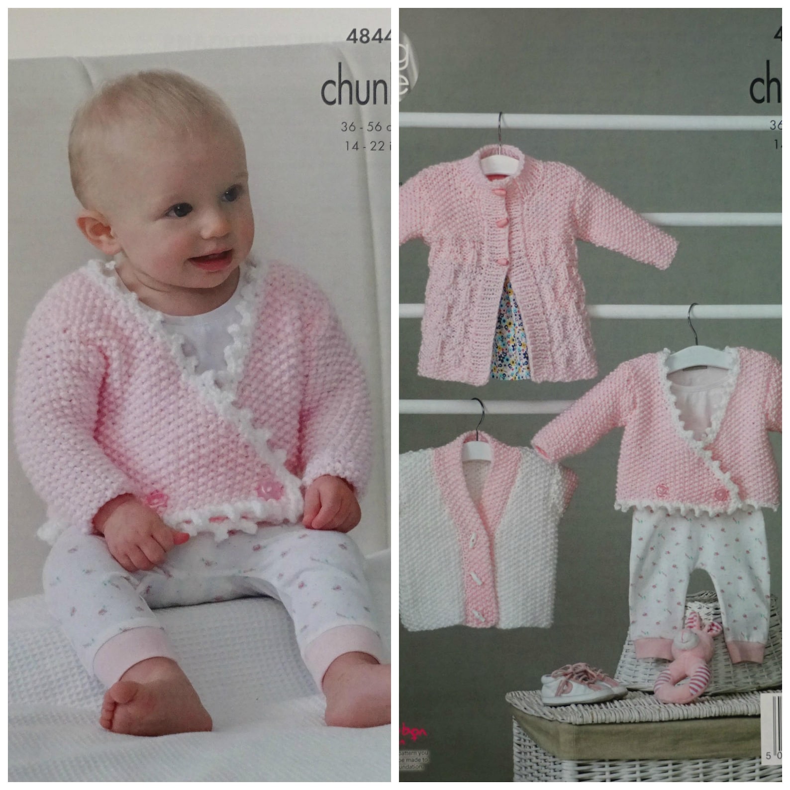 Baby Knitting Pattern K4844 Babies Jacket Wrapover Cardigan & Etsy