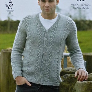 Mens Knitting Pattern K4273 Mens V-neck Cable Cardigan and - Etsy UK