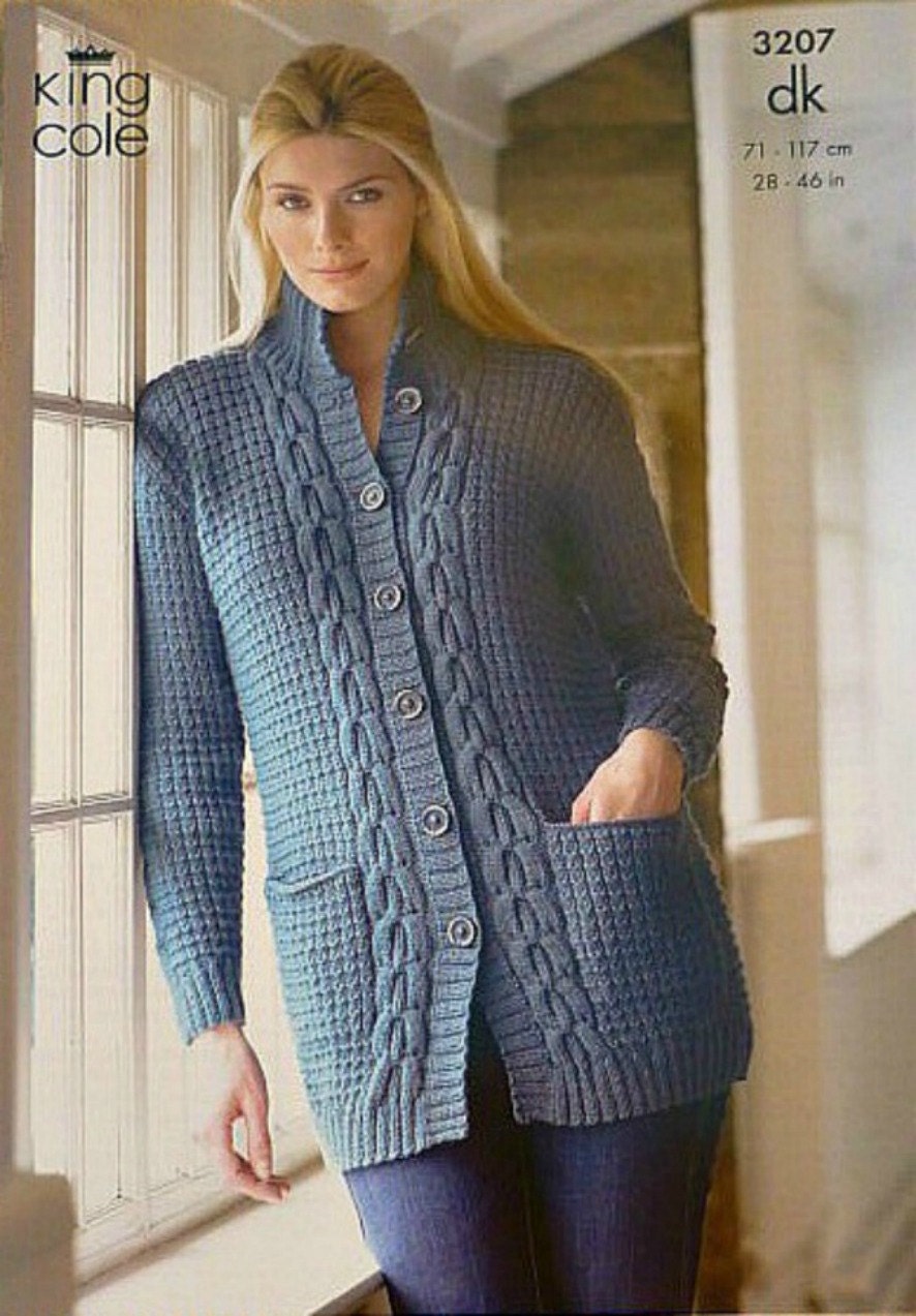 Womens Knitting Pattern K3207 Ladies Long Sleeve Cable Jacket | Etsy