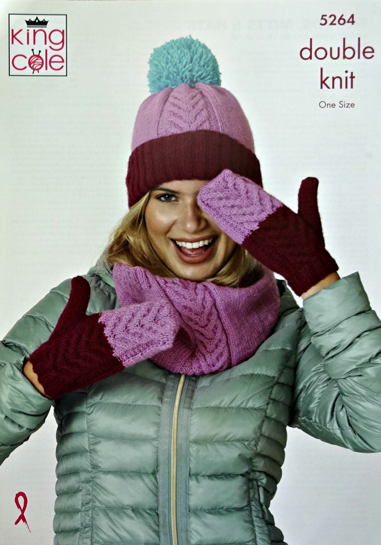 KNITTING PATTERN Ladies Cable Hat Mittens /& Cowl DK King Cole 5264