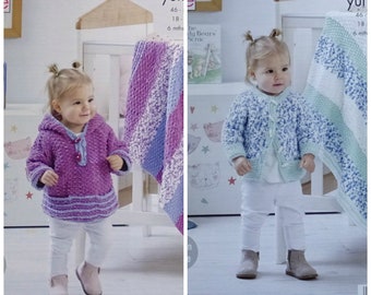 Jumper and Scarf Knitting Pattern Chunky Baby Knitting Pattern K4350 Babies Basketweave Cardigans King Cole Bulky