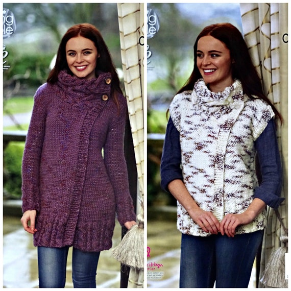 Womens Knitting Pattern K4615 Ladies Long Sleeve Long Coat and | Etsy