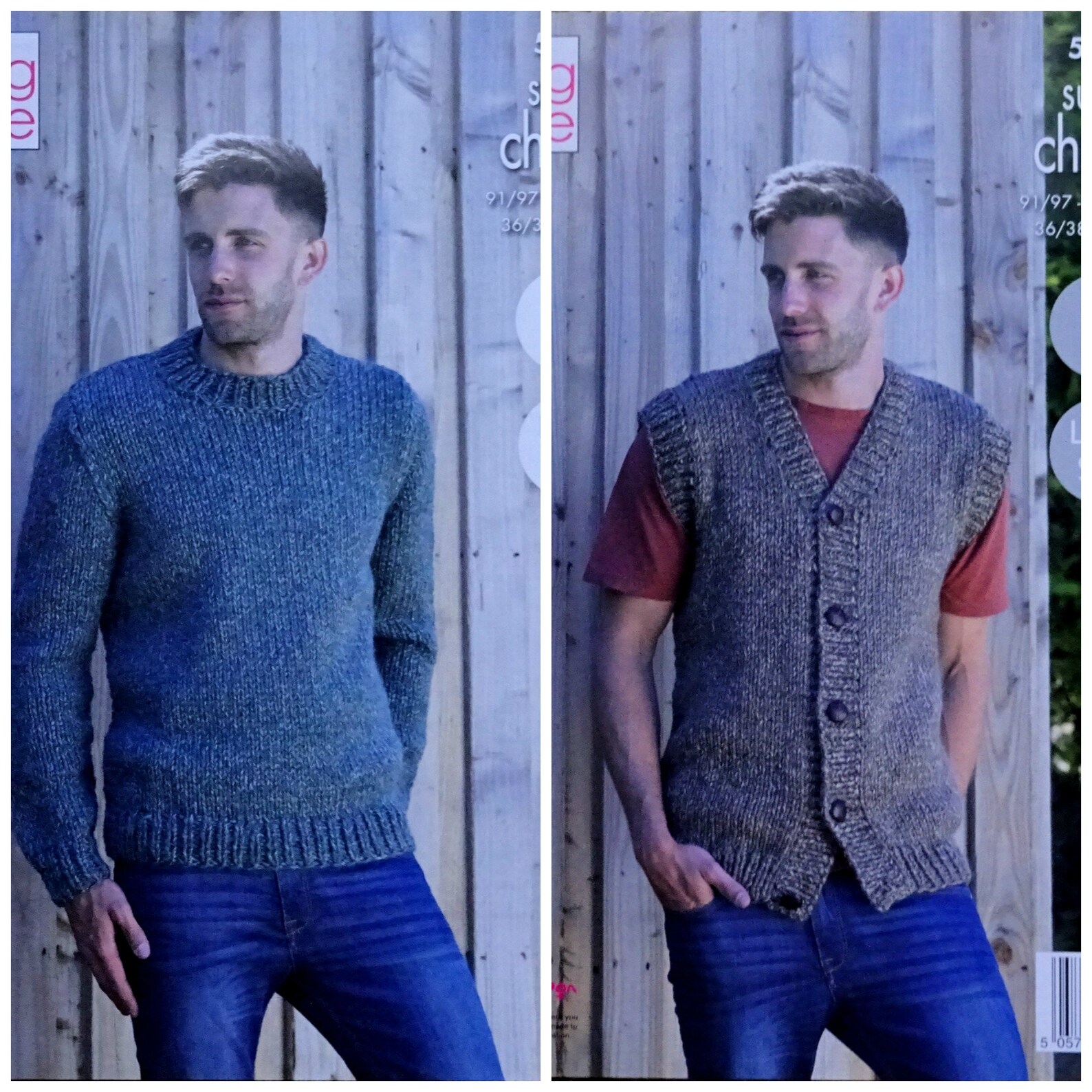 Mens Knitting Pattern K5308 Mens Easy Knit Long Sleeve Jumper Etsy UK
