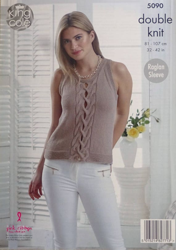 King Cole 5090 dk Knitting Pattern Ladies Sweater /& Top in bamboo wool