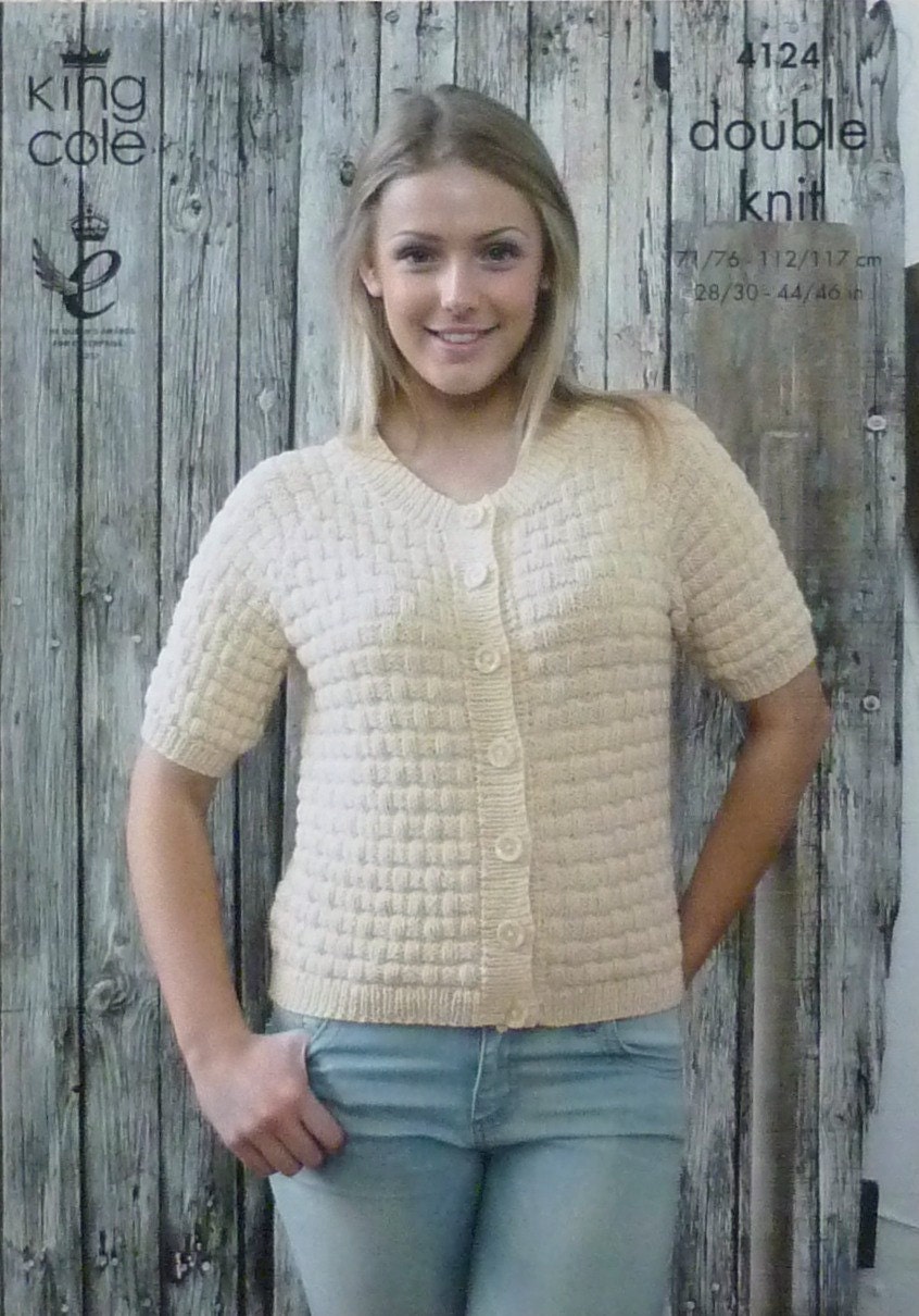 Ladies girls sweater cardigan 4124 king cole DK knitting pattern 28-46" 