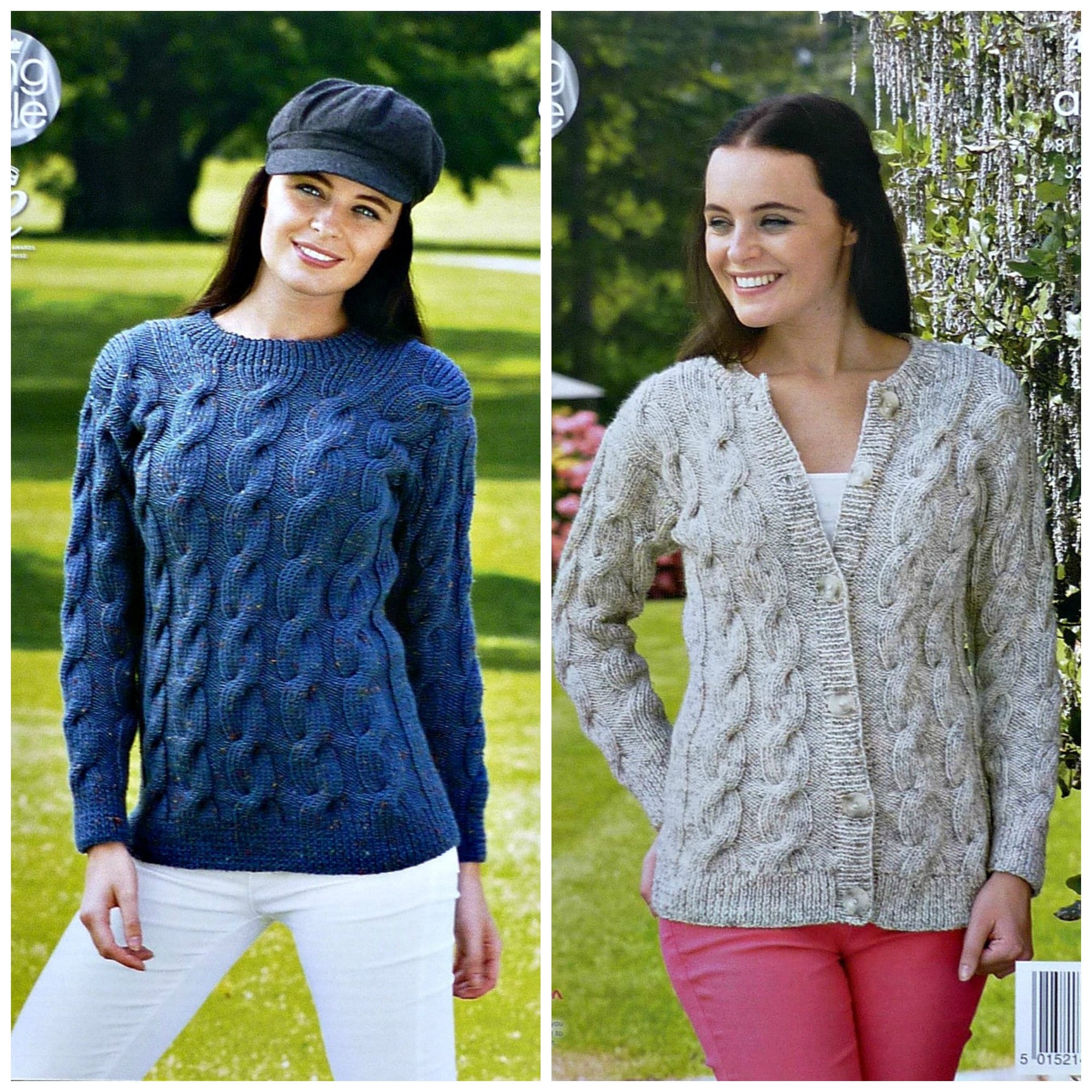 Womens Knitting Pattern K4346 Ladies Long Sleeve Round Neck Cable
