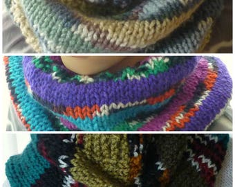 Womens Cowl Snood Hand Knitted Women's Multi Coloured Snood/Cowl Chunky (Bulky)