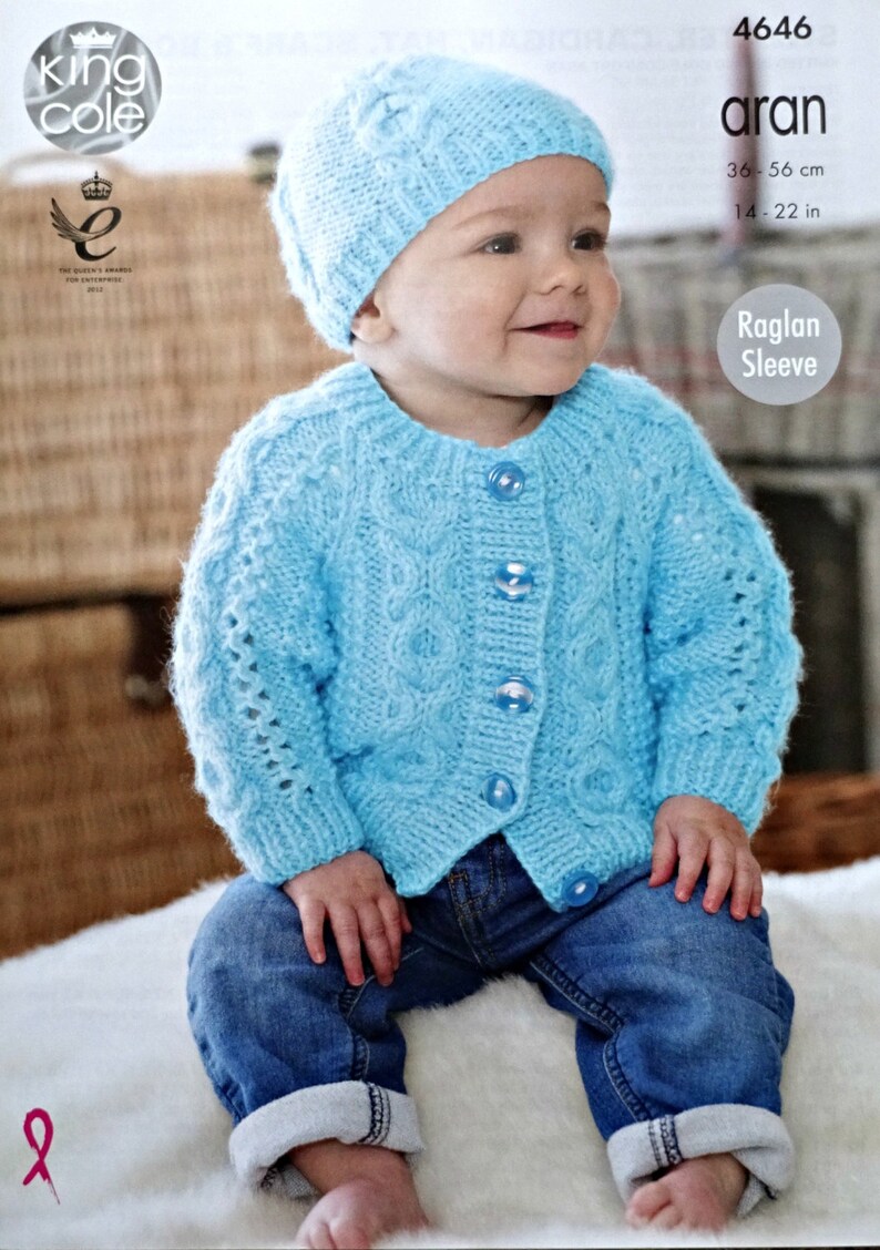 Baby Knitting Pattern K4646 Babies Cable Jumper Cardigan | Etsy