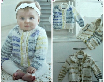 Jumper and Scarf Knitting Pattern Chunky Baby Knitting Pattern K4350 Babies Basketweave Cardigans King Cole Bulky