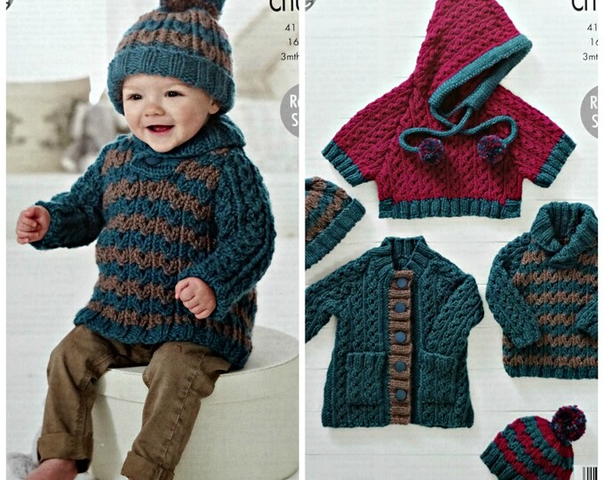 Baby Knitting Pattern K4557 Baby Cable Jumper Poncho Coat & Etsy UK