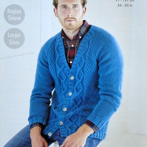 Mens Knitting Pattern K5692 Mens V-Neck Cable Cardigan and | Etsy