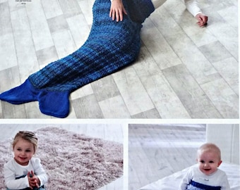 Womens Knitting Pattern K4865 Ladies/Childrens/Babies Easy Knit Fish Tail Mermaid Blanket Knitting Pattern Chunky (Bulky) King Cole