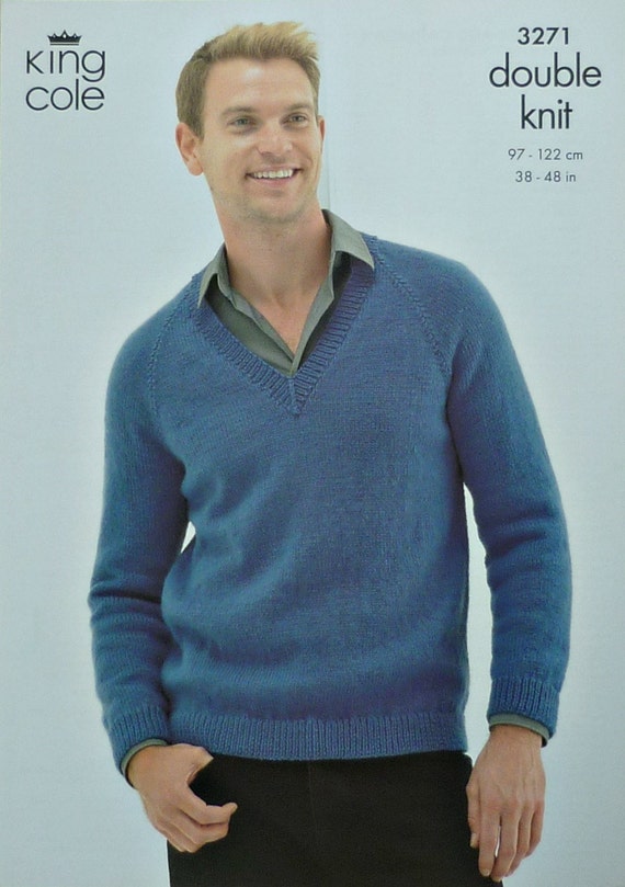 Mens Knitting Pattern K3271 Mens V-neck 