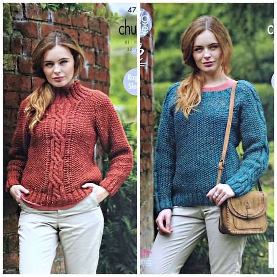 King Cole Ladies Double Knit Knitting Pattern Cable Knit Slipover