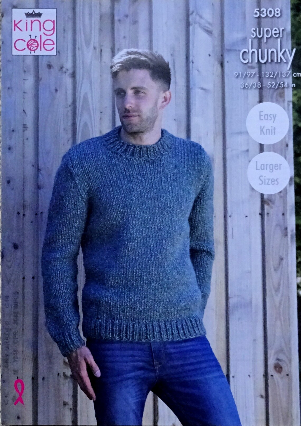 Mens Knitting Pattern K5308 Mens Easy Knit Long Sleeve Jumper Etsy