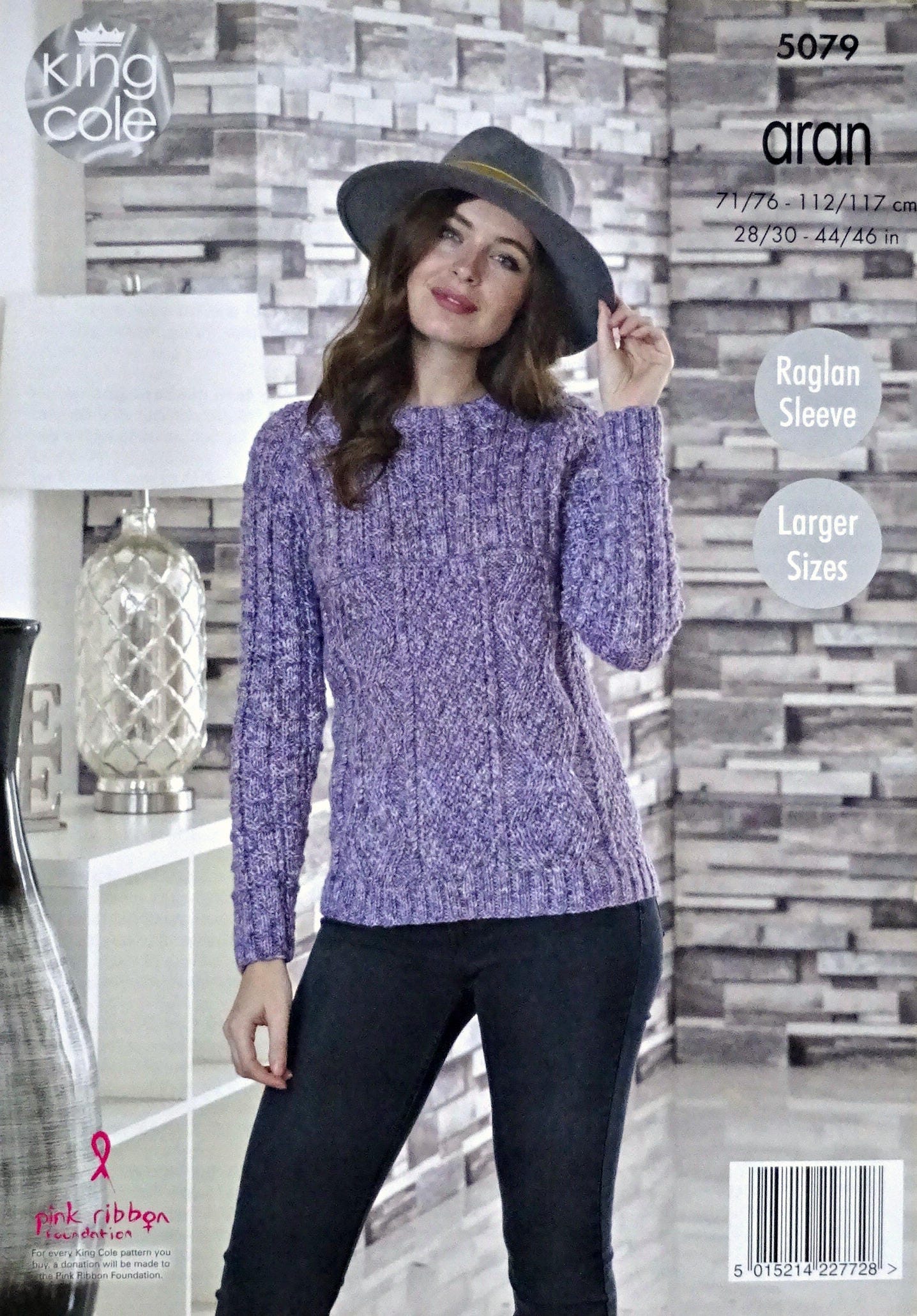 King Cole Aran Pattern 5079 Sweater and Cardigan 28//30-44//46 ins