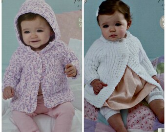 Jumper and Scarf Knitting Pattern Chunky Baby Knitting Pattern K4350 Babies Basketweave Cardigans King Cole Bulky