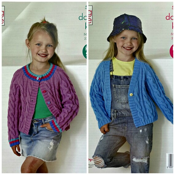 Girls Knitting Pattern K5262 Childrens Round or V-neck Cable - Etsy UK