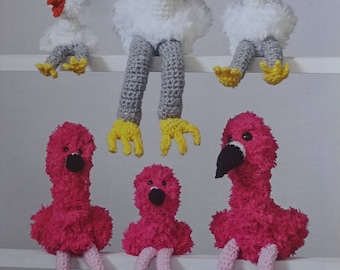 Cigogne au Crochet peluches motif C9091 Flamingo et cigogne famille doudous peluches au Crochet motif Super morceaux (Super Bulky) King Cole