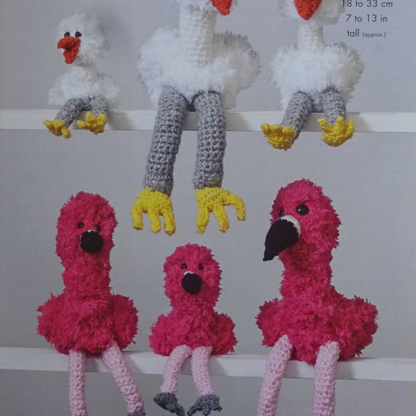 Stork Crochet Soft Toys Pattern C9091 Flamingo and Stork Family Soft Toys Stuffed Toys Crochet Pattern Super Chunky (Super Bulky) King Cole