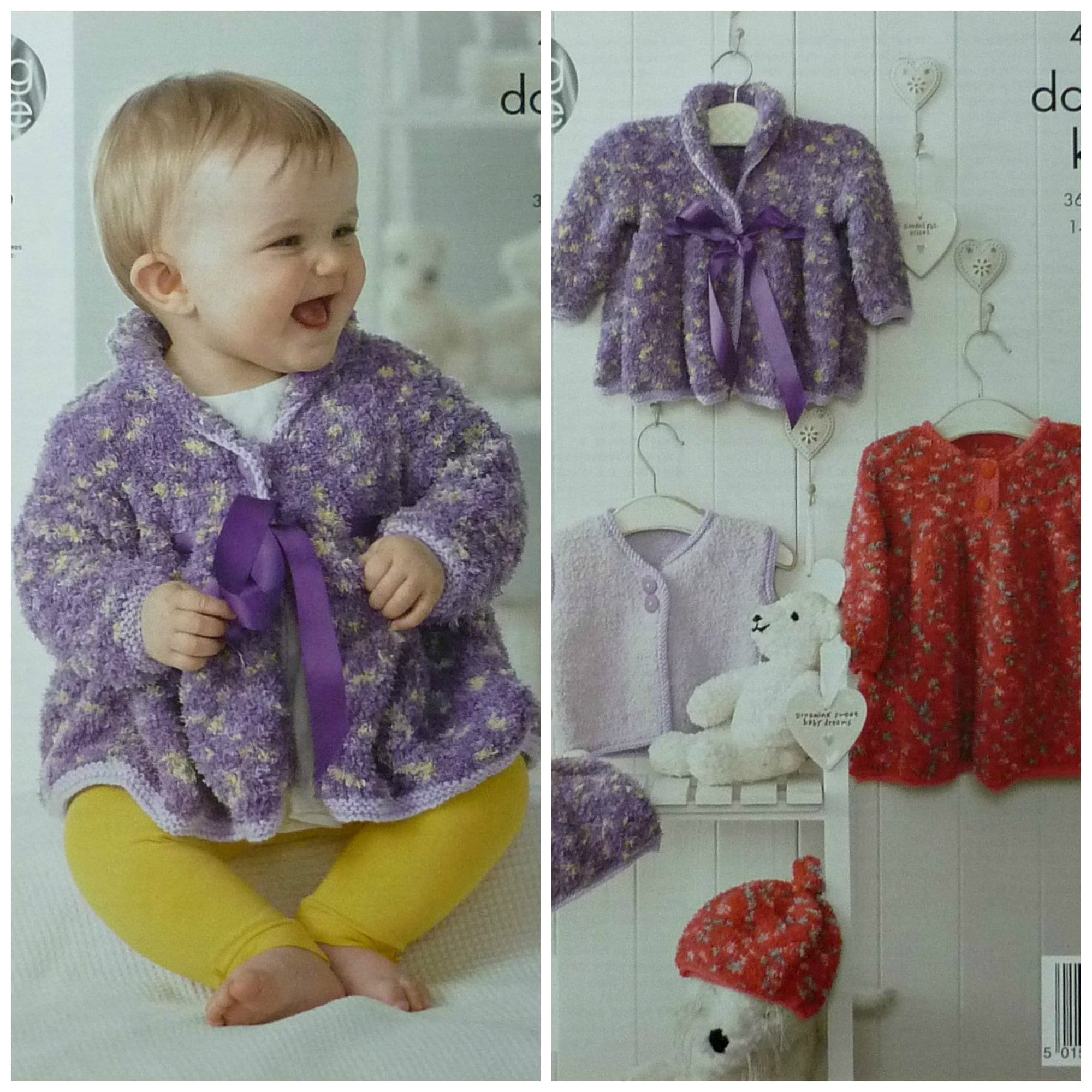 Coat Waistcoat /& Hat Cuddles Knitting Pattern 4230... King Cole Baby Dress