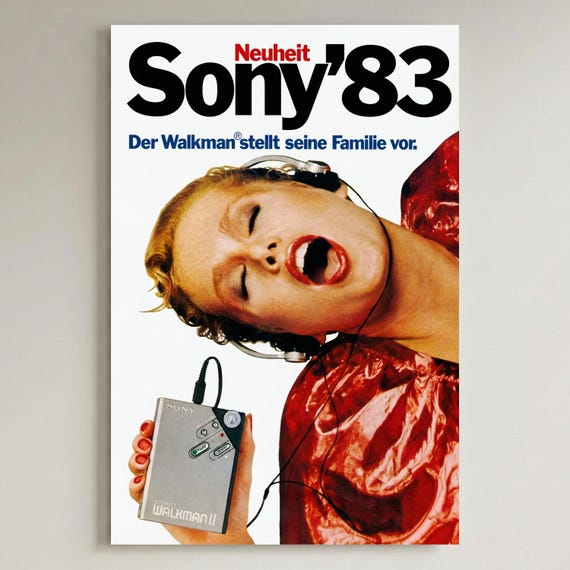 Sony Walkman II Poster, 1983 Walkman Advertisement Print, 80s
