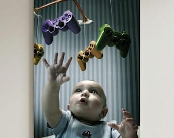 Poster mobile con controller PS2, arte murale retrò per videogiochi, stampe per decorazioni per la stanza Y2K anni 2000