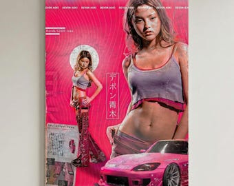 2 Fast 2 Furious Suki Poster, Pink Honda S2000, Y2K Street Racing Art Wall Print
