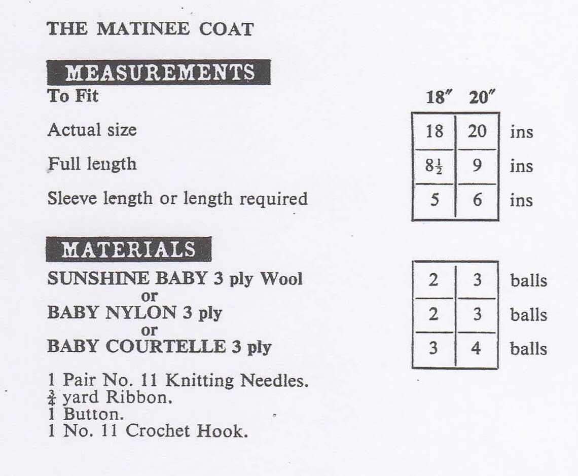 Vintage Baby Layette Knitting Pattern in 3ply to Fit Babies Etsy