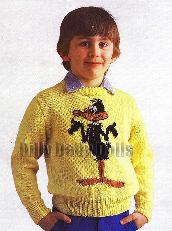 Vintage Daffy Duck Intarsia Sweater 