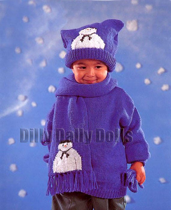 Kids Neck Scarf Snowflake Christmas Wrap Pointed hat Snowman Scarve for Children