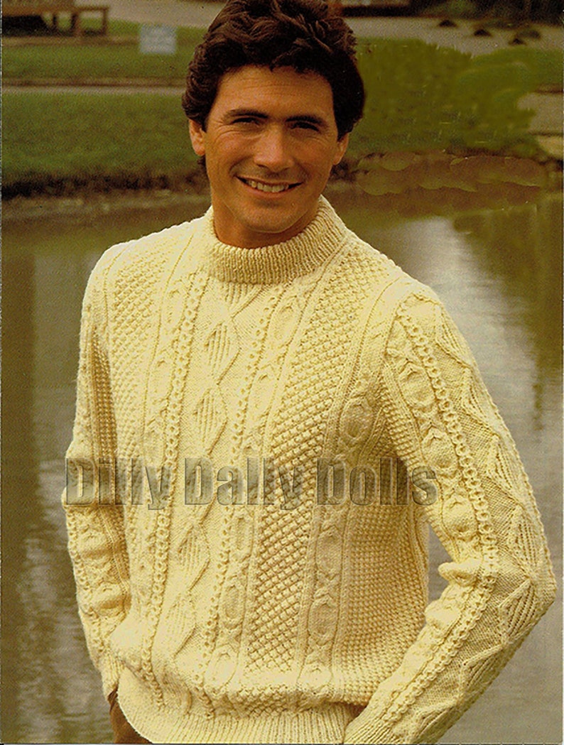 Men's Cable Knit Sweater Pattern Size 34 44 Chest Double Etsy UK