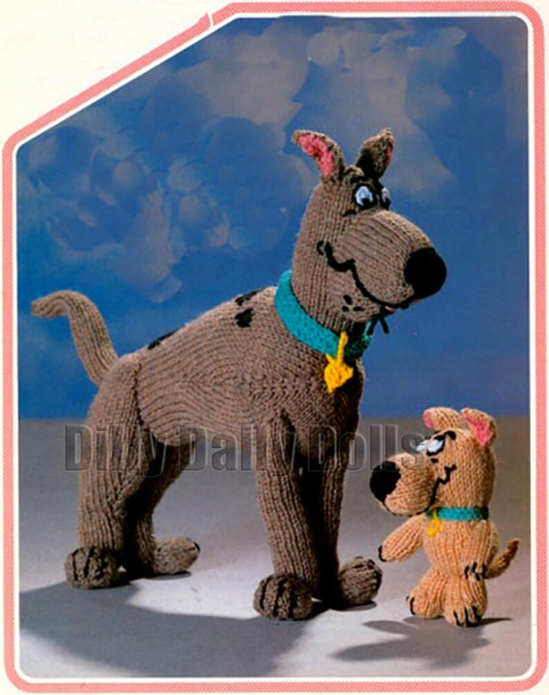 Scooby Doo and Scrappy Doo Toy DIGITAL PDF Knitting Pattern in DK Yarn
