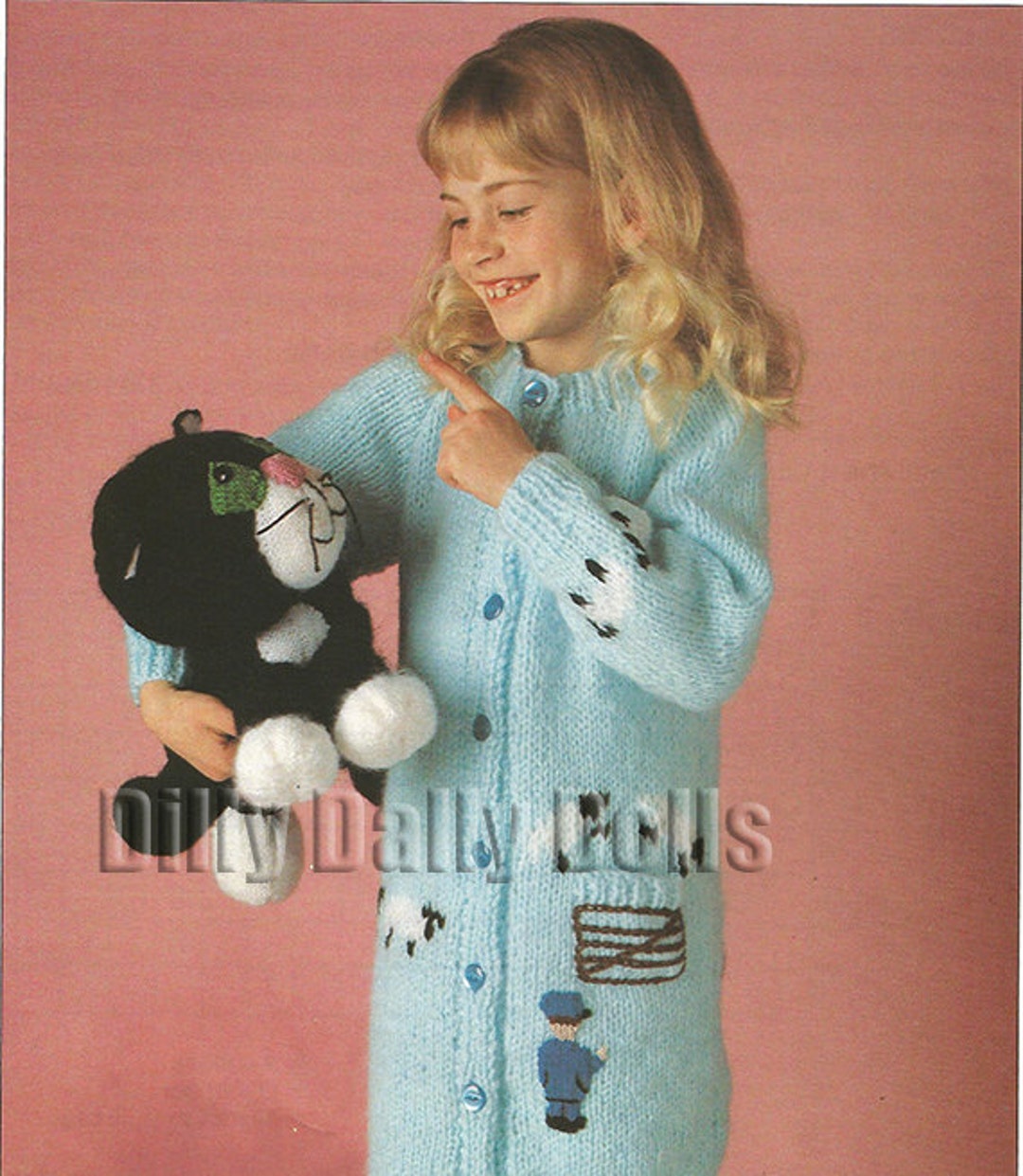 Postman Pat Child's Dressing Gown Knitting Pattern in Soft Brushed