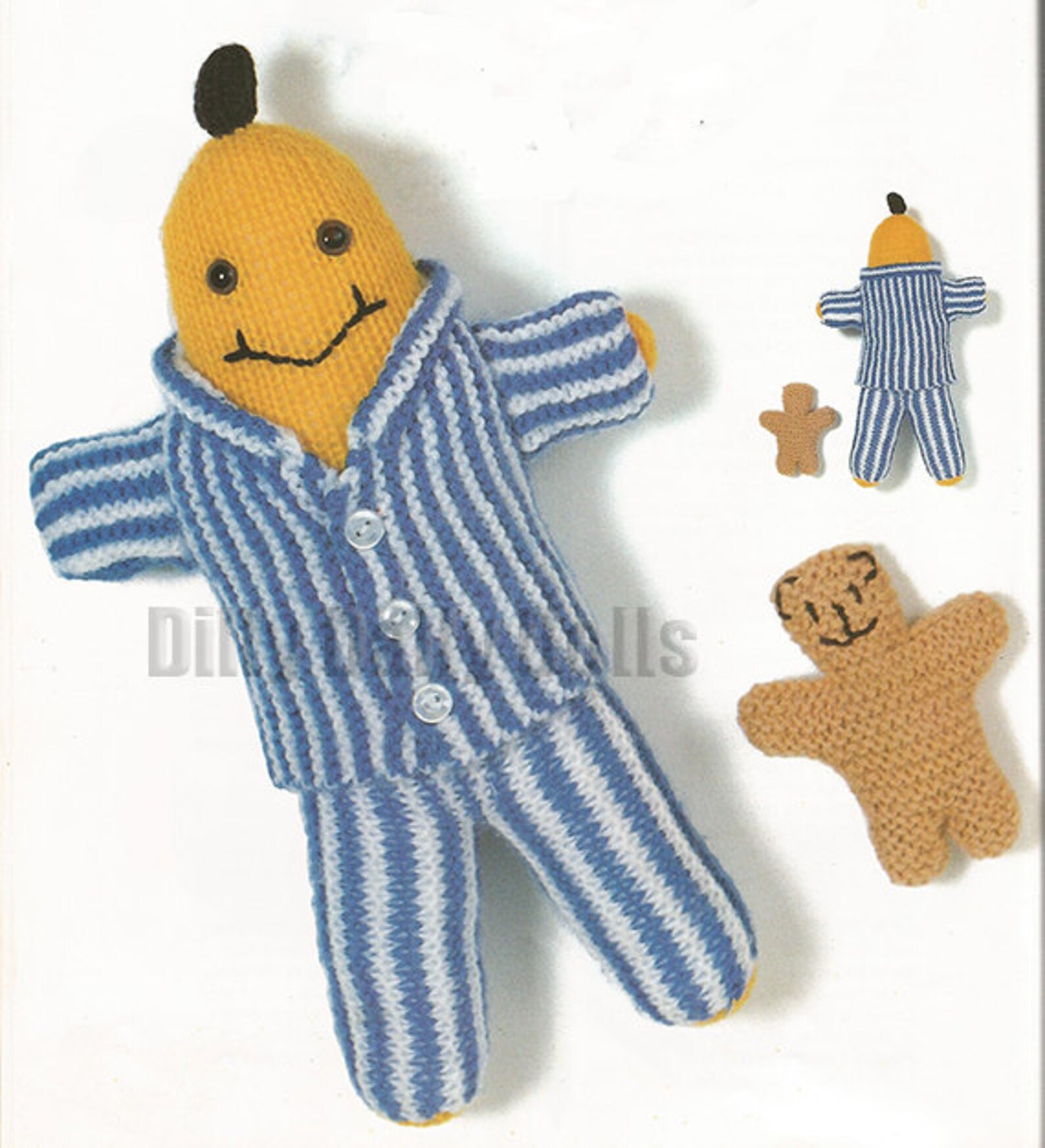 Banana in Pyjamas and Baby Teddy Bear Toy Knitting/crochet Pattern Made