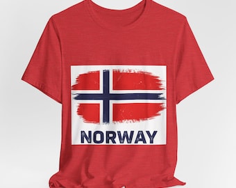 Norway Flag Brushstroke T-Shirt | International Football Celebration 2026 Soccer Fan Tee Lightweight, breathable, casual football jersey