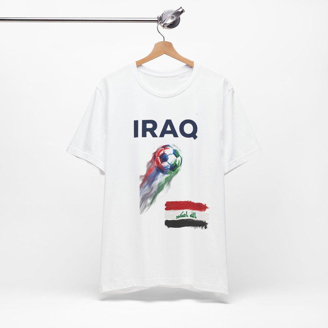 Iraq Flag Brushstroke Iraq Arabic Script T-shirt | Soccer Football ...
