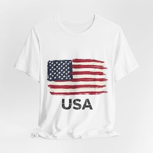 USA International Football Celebration 2026 Flag T-Shirt | American Soccer Tee patriotic lightweight cotton shirt hand-painted American flag