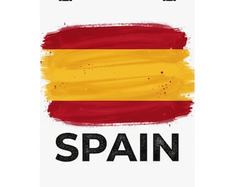 Spain Flag Brushstroke Matte Poster | International Football Soccer Decor bold, painterly brushstrokes hand-painted banner living room wall