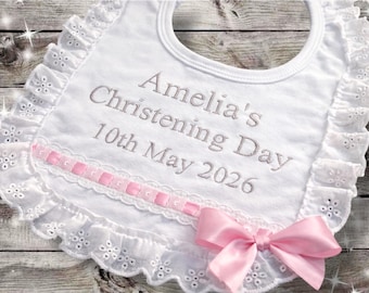 Personalised Christening Frilly Bib