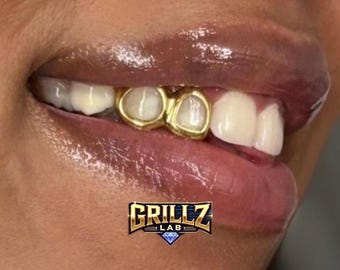 Grillz de doble ventana personalizado, joyería dental hecha a mano