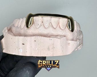 Grillz inferior K9 con barra plateada y dorada. ¡ENVÍO GRATIS!