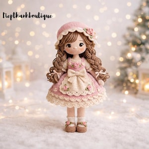 Crochet Pink Flower Girl Doll, Handmade Amigurumi Gift Toy for Kids or Decor