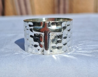 Sterling Silver Cross Ring: Handmade Christian Meditation Fidget Jewelry Gifts