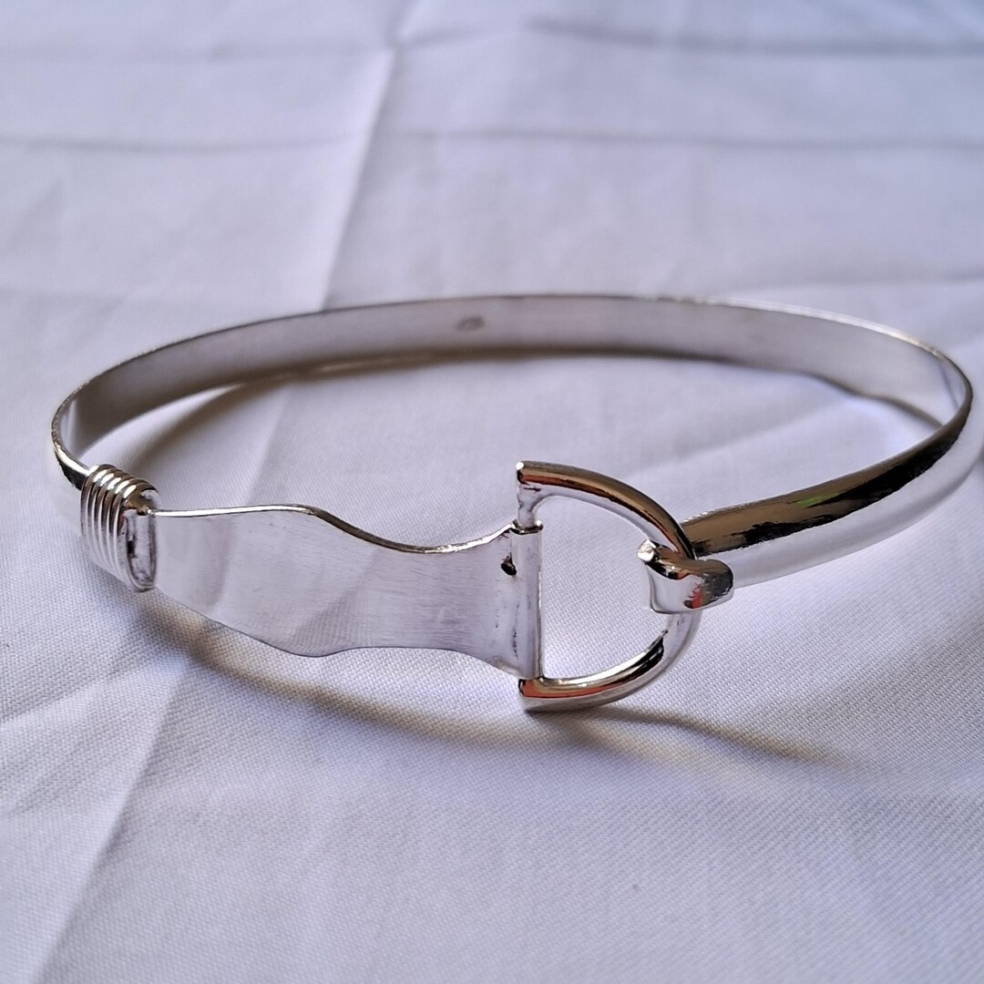 Minimalist Sterling Silver Lock Bangle: Handmade Adjustable Cuff ...