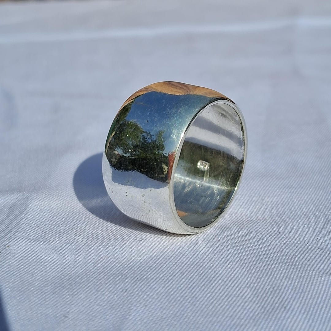 Sterling Silver Dome Ring: Wide Band, Thumb Ring Jewelry - Etsy